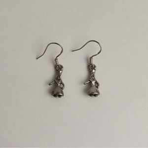 Girl Figurine Charm Earrings Sterling Silver Hook Drop Dangle Minimalist